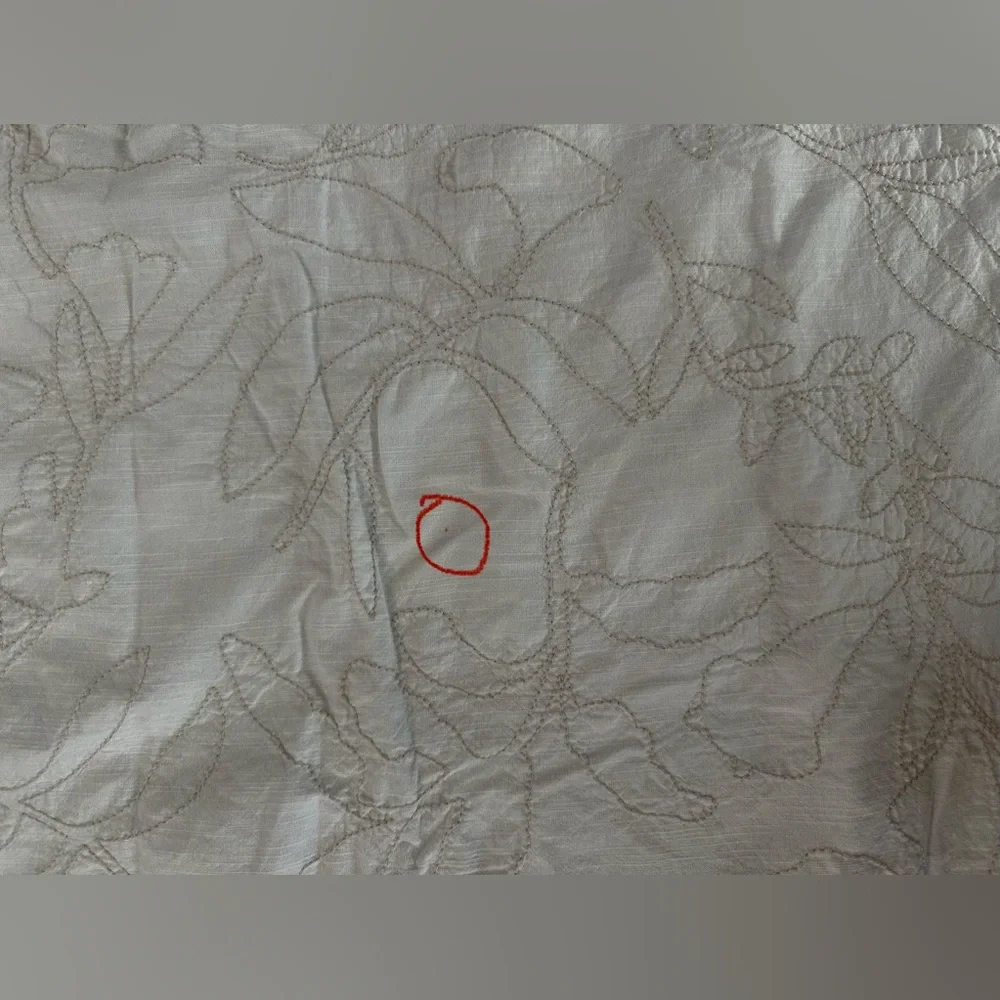 Anthropologie Embroidered Floral Cream Duvet Buttons DVTSU2258A Queen 2